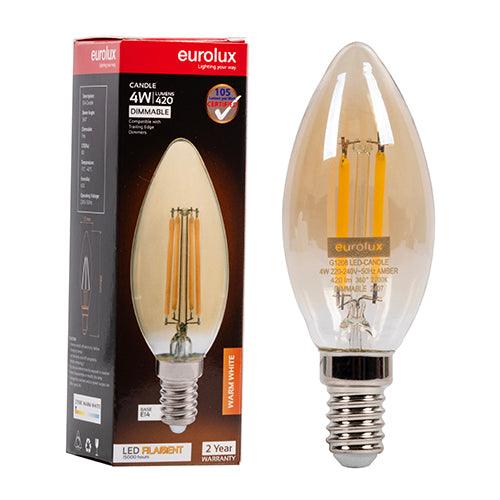 Candle Filament Amber 4w Led E14 2700 K Dimmable - Livestainable.co.za