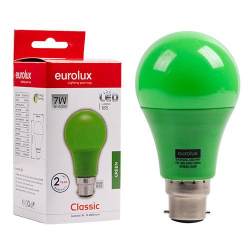 A60 Coloured Classic 6w Led B22 Green N - Livestainable.co.za