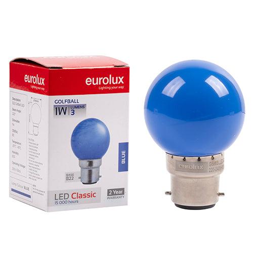 Golfball Coloured Classic 1w Led B22 Blue N - Livestainable.co.za