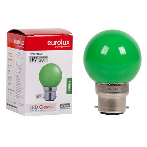 Golfball Coloured Classic 1w Led B22 Green N - Livestainable.co.za