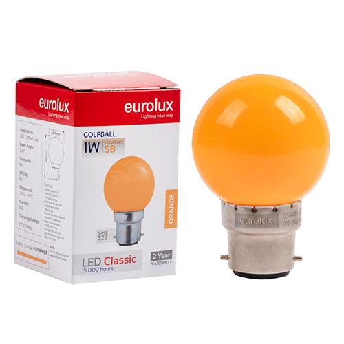 Golfball Coloured Classic 1w Led B22 Orange N - Livestainable.co.za