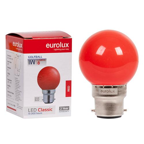 Golfball Coloured Classic 1w Led B22 Red N - Livestainable.co.za