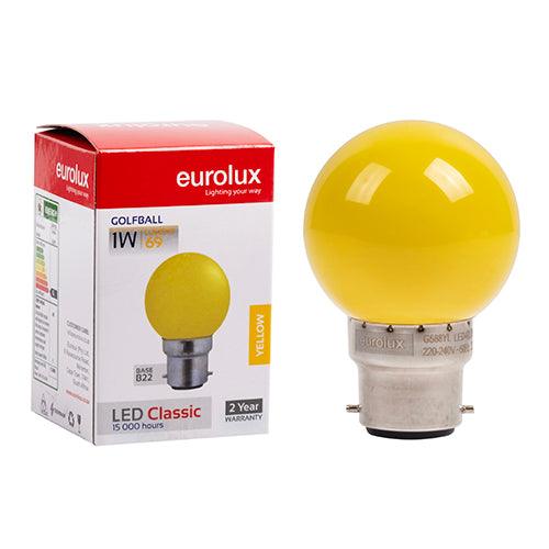 Golfball Coloured Classic 1w Led B22 Yellow N - Livestainable.co.za