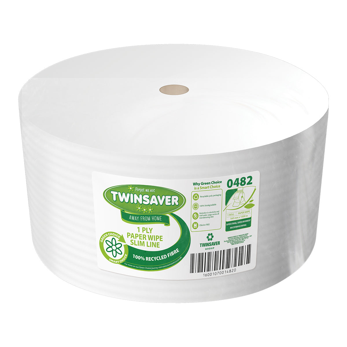 Twinsaver Paper Wipe 1 Ply Slim 160 Mmx1500 M 0482