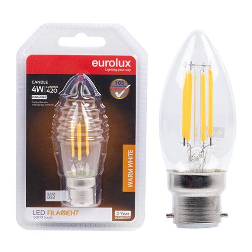 Candle Filament 4w Led B22 3000 K Dimmable N - Livestainable.co.za