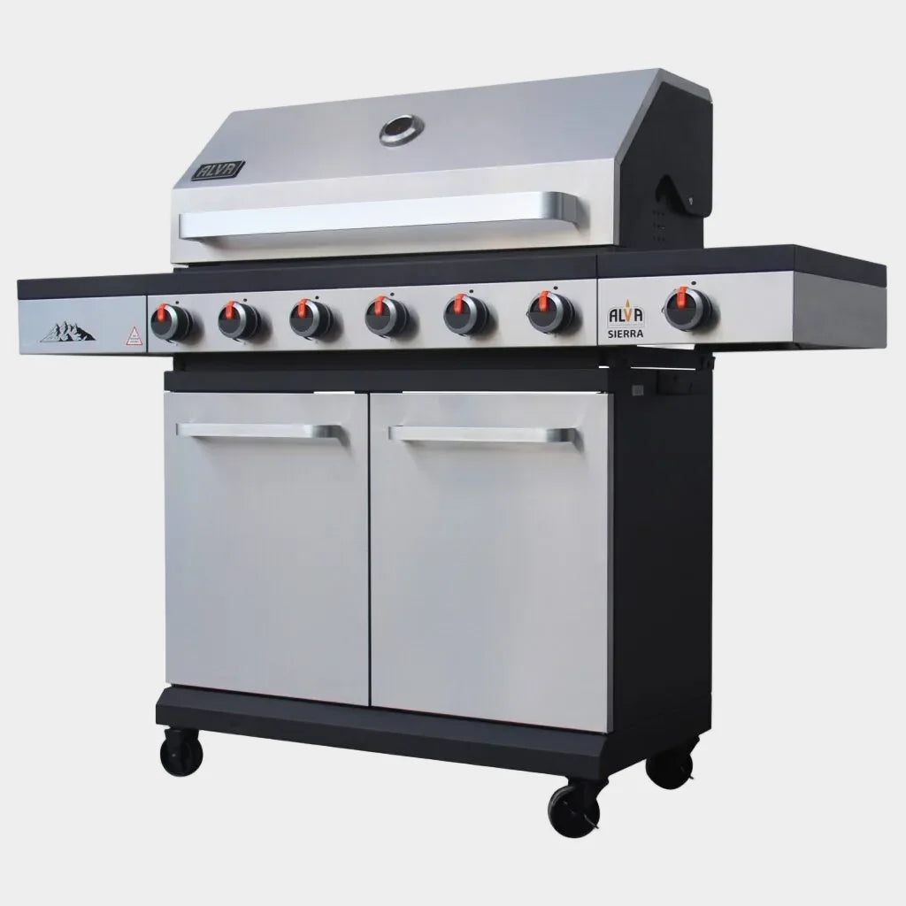 Sierra 6 Burner Bbq With Side Burner – Stainless Steel / Black + Free Tool Set