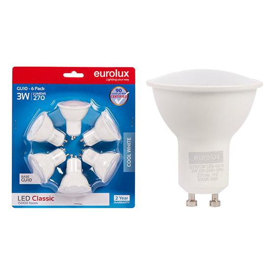 Gu10 Classic Frosted Lens 3w Led 4000 K 6 Pack N - Livestainable.co.za