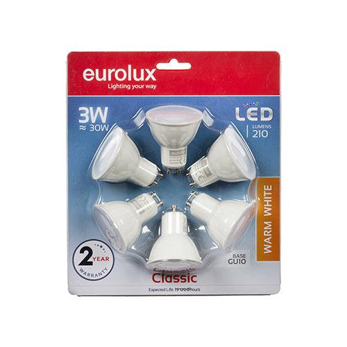 Gu10 Classic Frosted Lens 3w Led 3000 K 6 Pack N - Livestainable.co.za