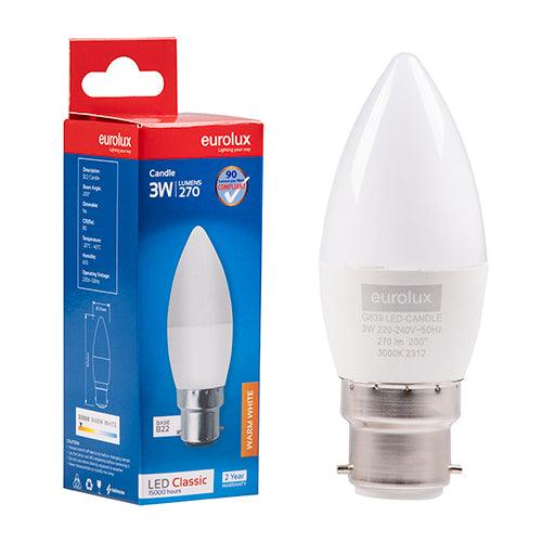 Candle Plastic Classic 3w Led B22 3000 K N - Livestainable.co.za