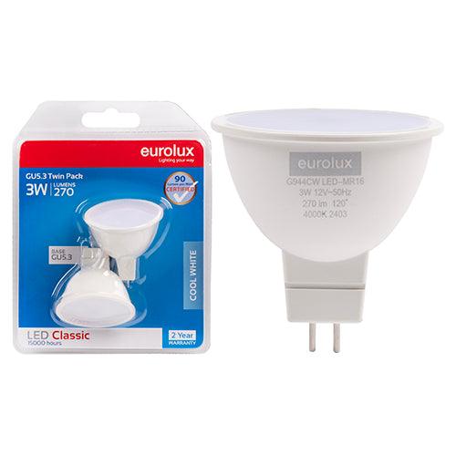 Mr16 Classic Frosted Lens 3w Led Gu5.3 4000 K Twin Pack N - Livestainable.co.za