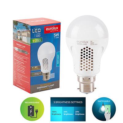 Eurolux Rechargeable Lamp B22 LED 5w 6500K - Livestainable.co.za