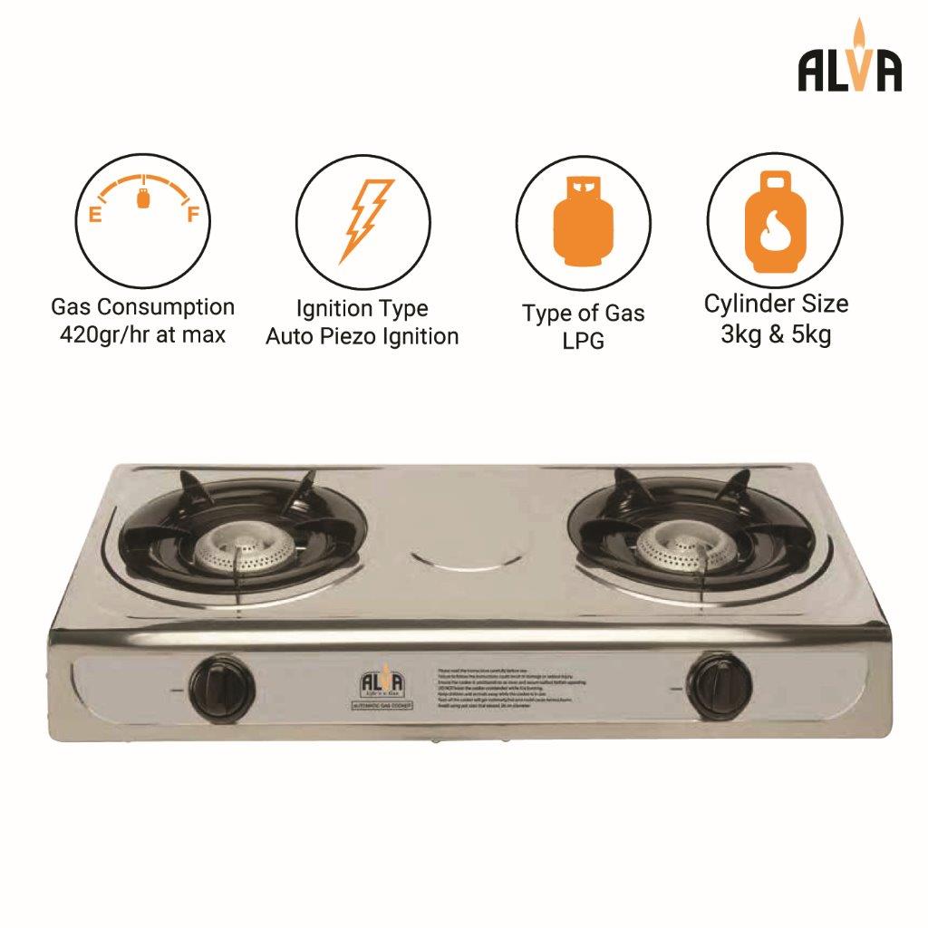 2 Burner Stainless Steel Gas Stove