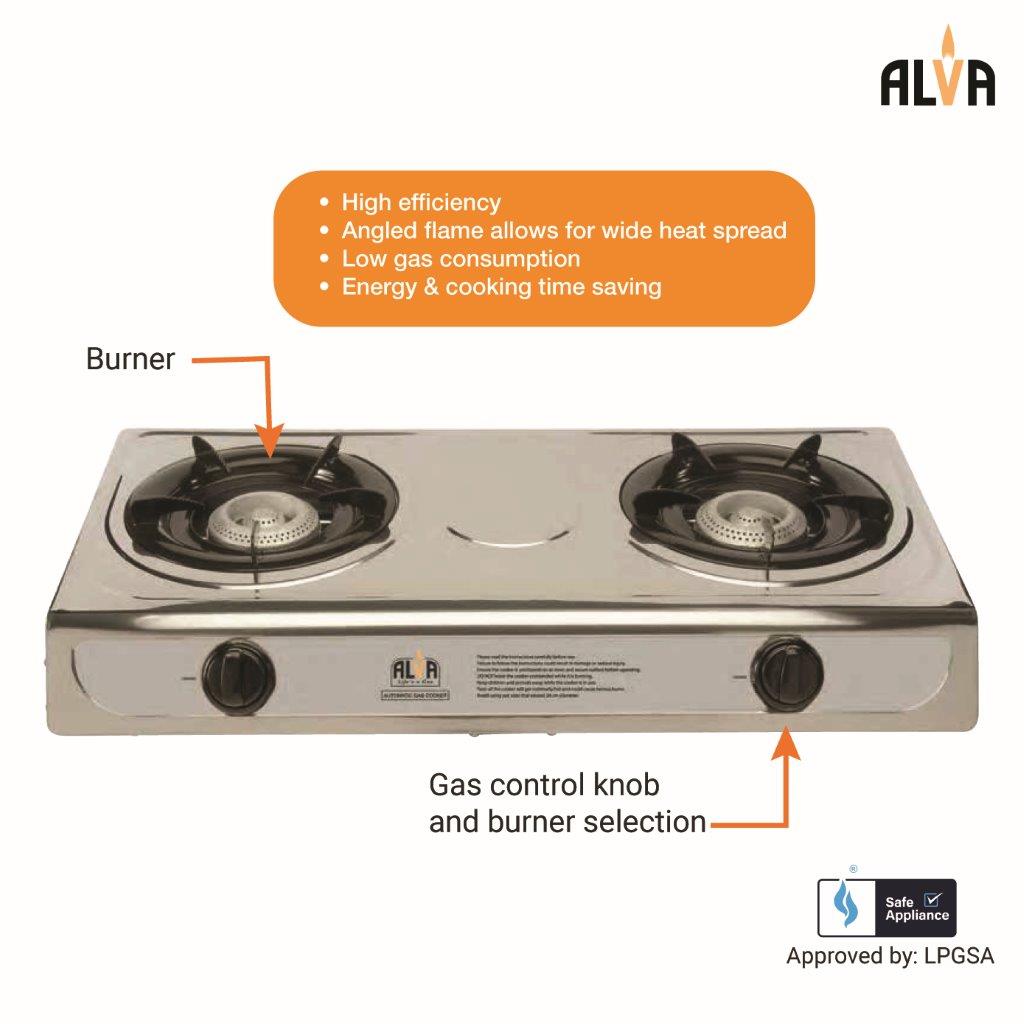 2 Burner Stainless Steel Gas Stove