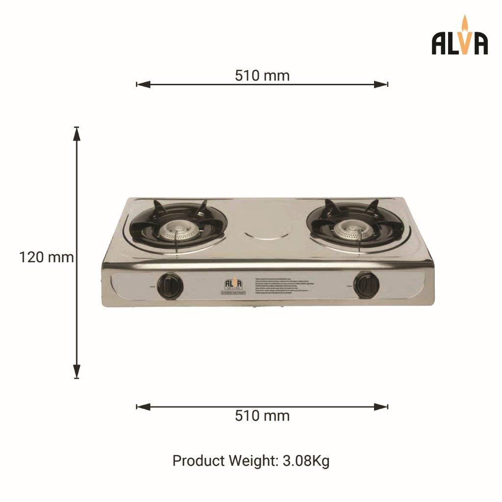 2 Burner Stainless Steel Gas Stove