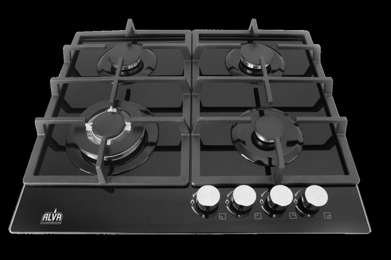 60cm 4 Burner Gas Hob Glass Top
