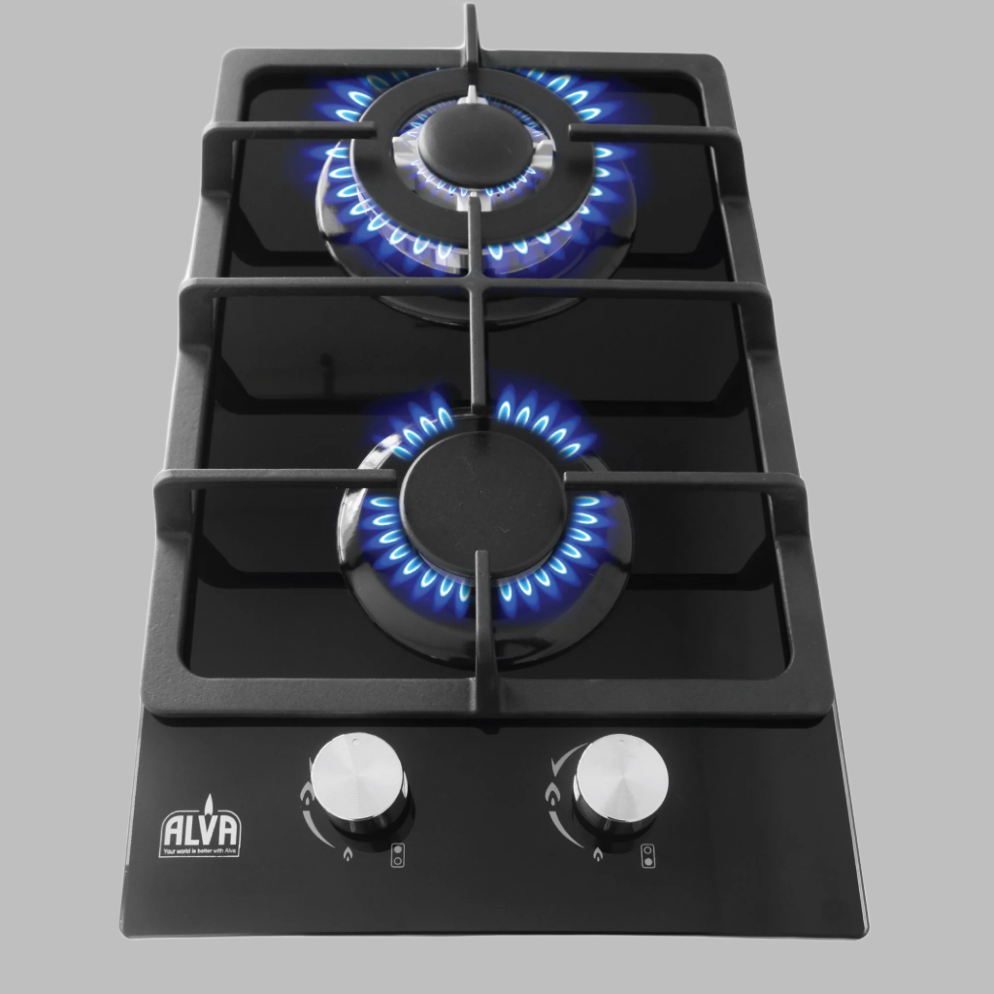 30cm 2 Burner Gas Hob Glass Top