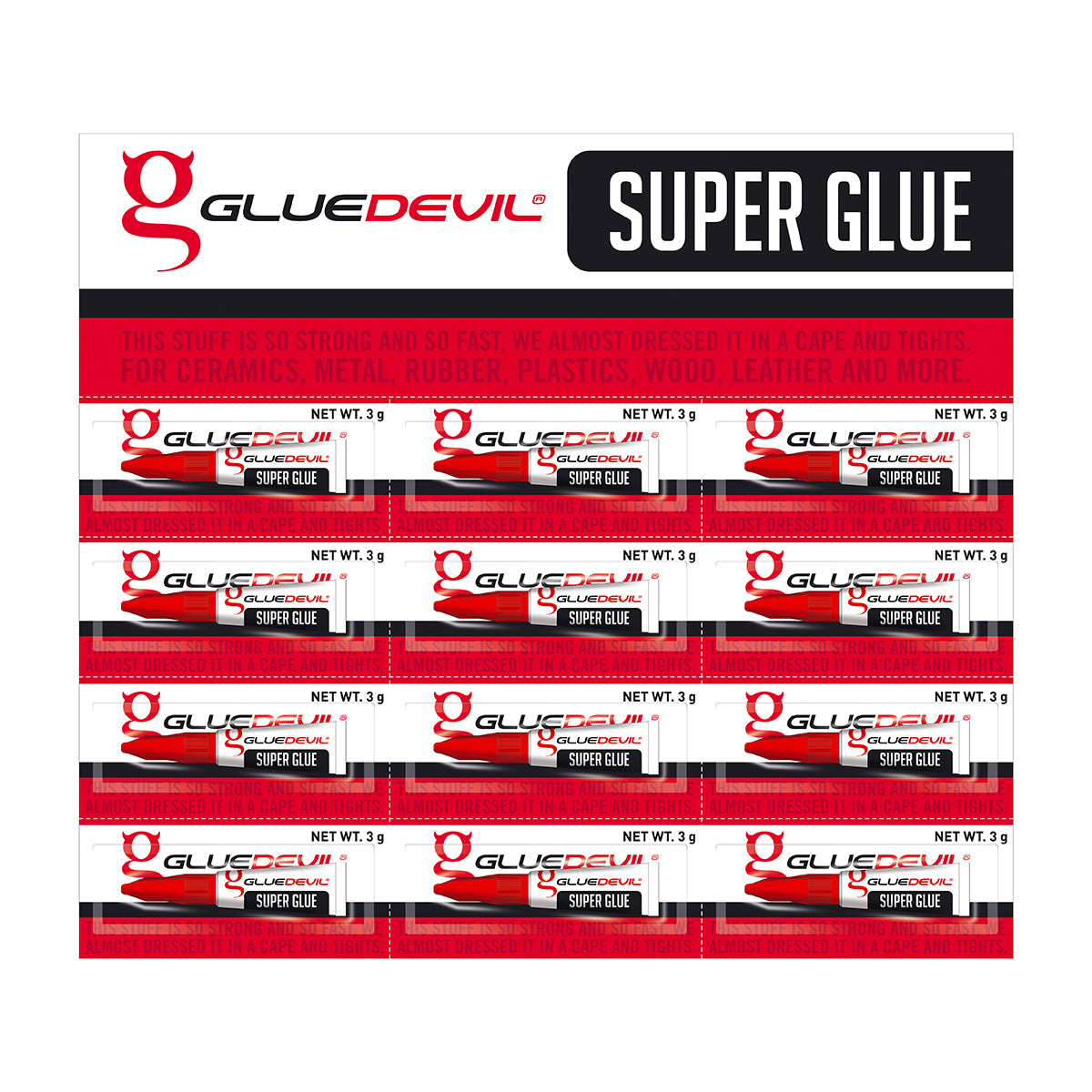 Gluedevil Super Glue 12 Per Display Card 3 Gr