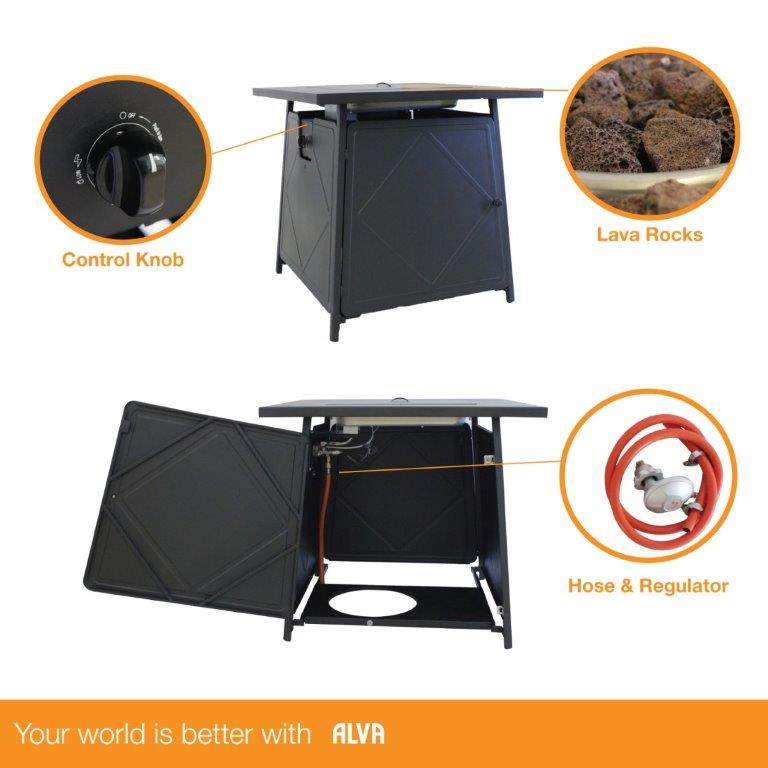 Gas Firetable With Lava Rocks & Lid
