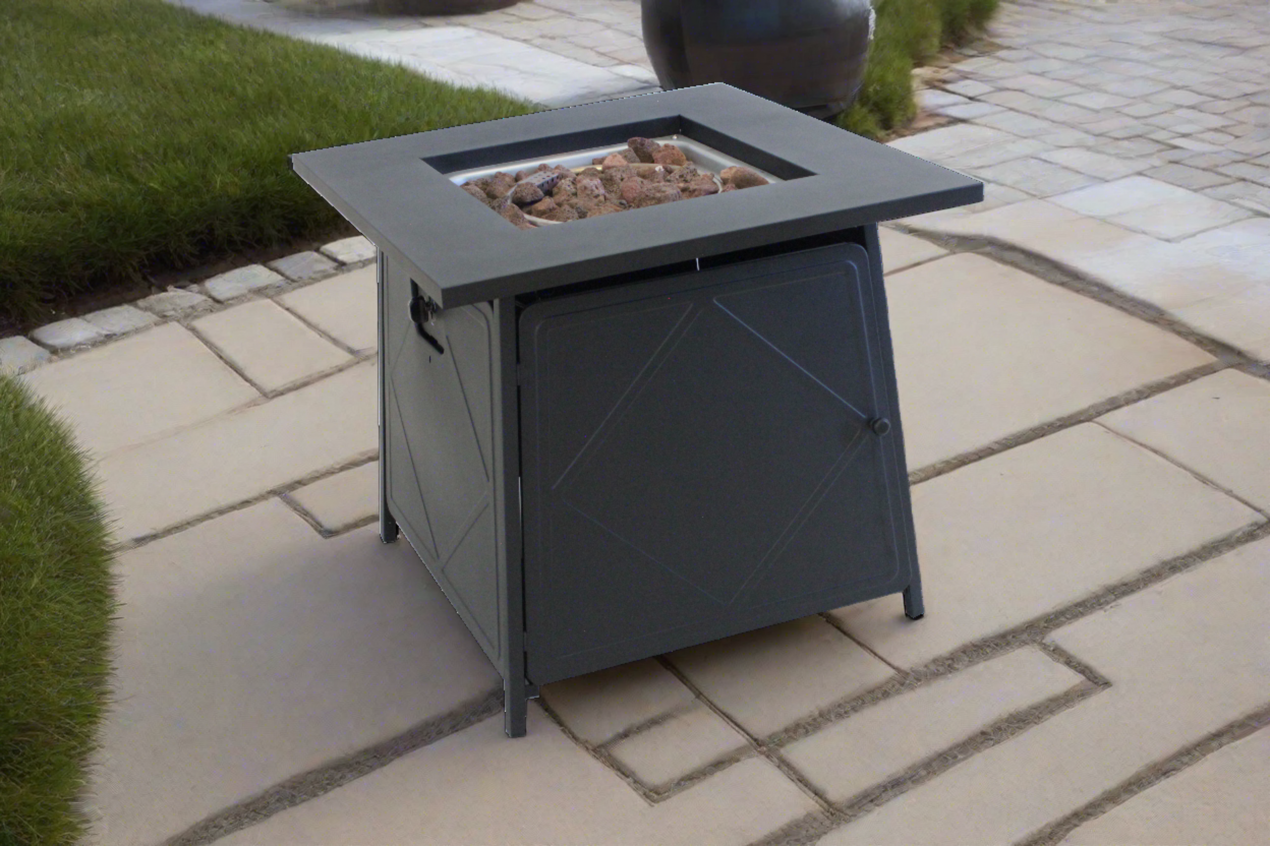 Gas Firetable With Lava Rocks & Lid