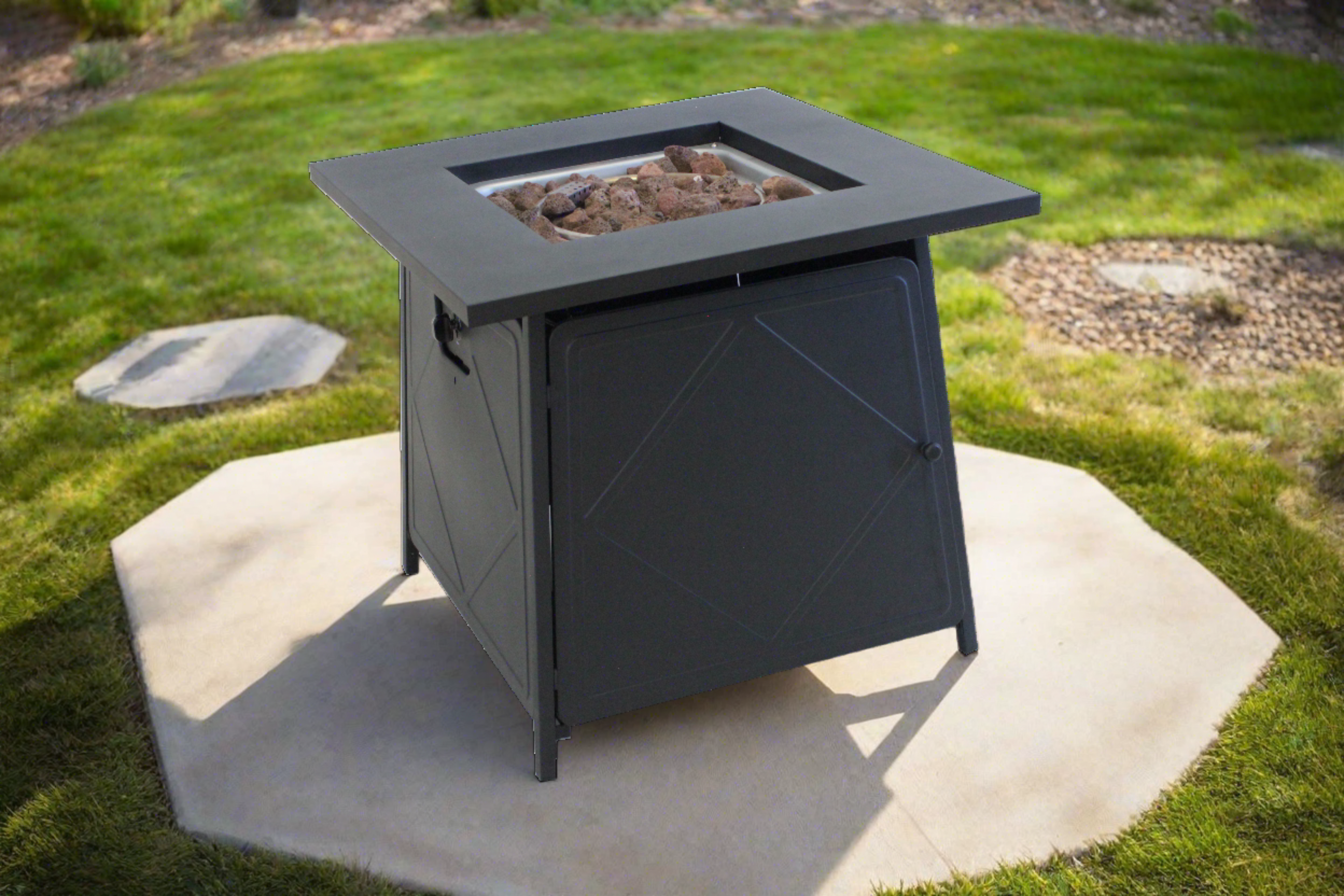 Gas Firetable With Lava Rocks & Lid