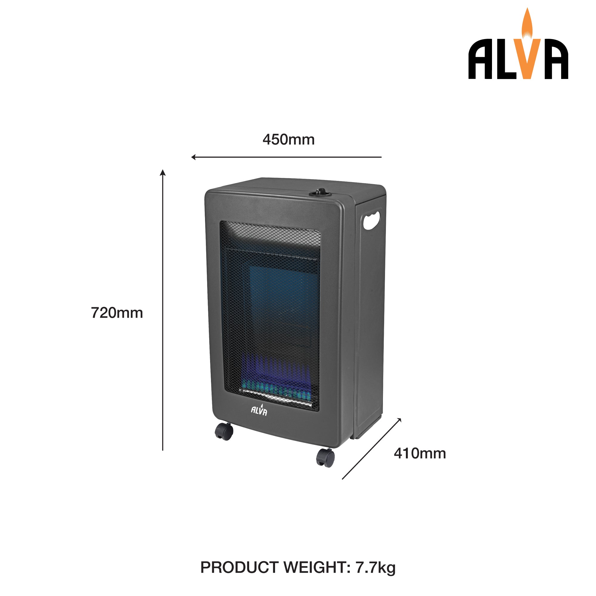 Blue Flame Convection Roll About Gas Heater Black