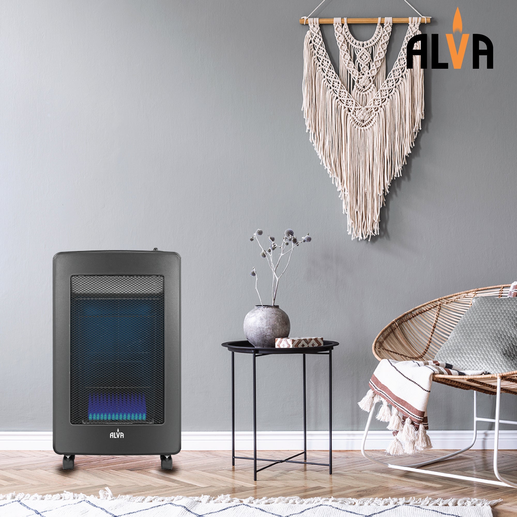 Blue Flame Convection Roll About Gas Heater Black