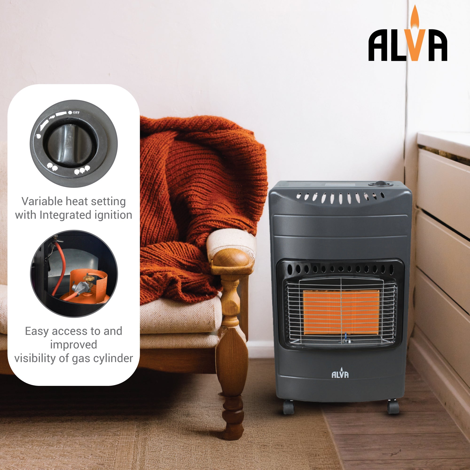 3 Panel Luxurious Infrared Radiant Indoor Gas Heater