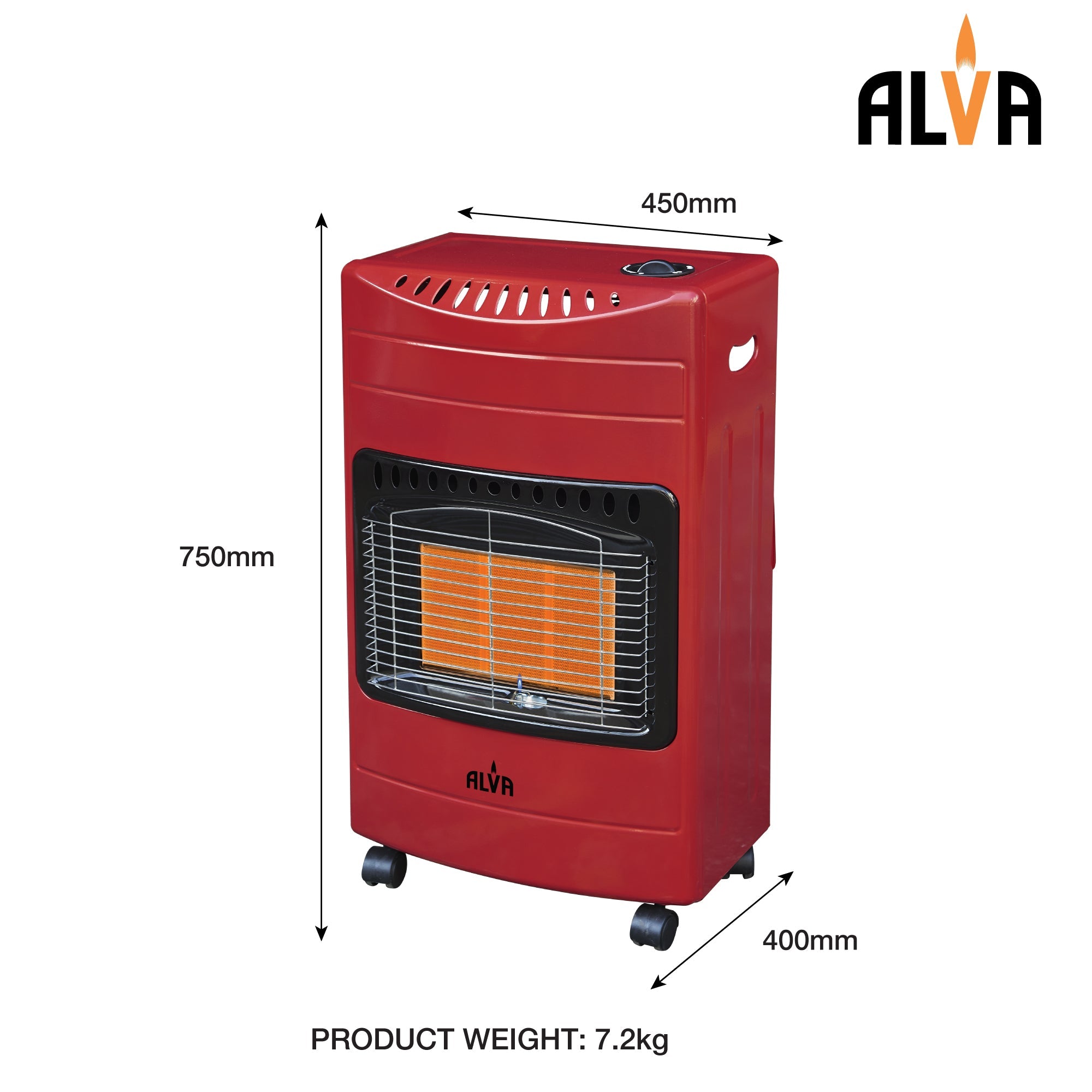 3 Panel Luxurious Infrared Radiant Indoor Gas Heater Red