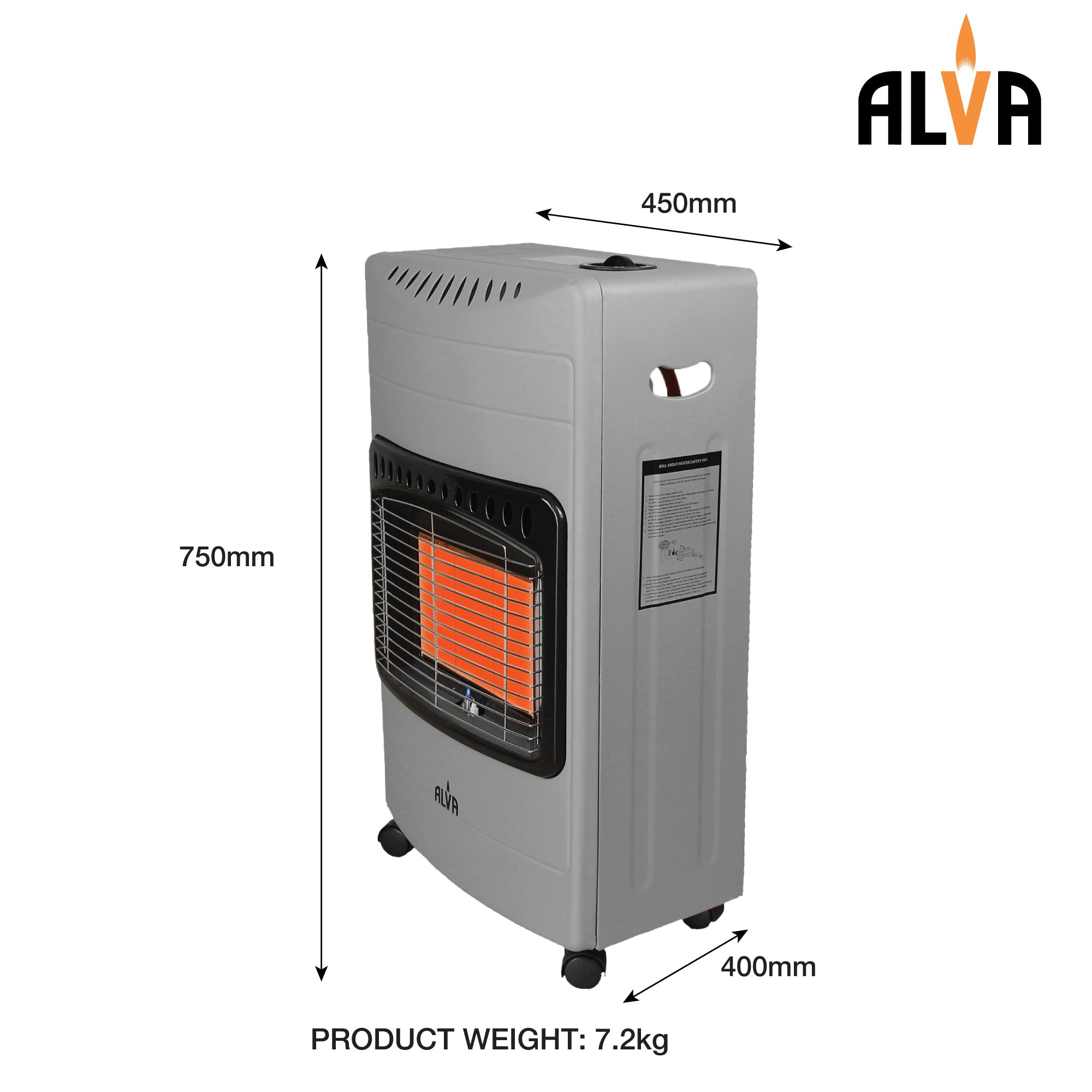 3 Panel Luxurious Infrared Radiant Indoor Gas Heater Grey