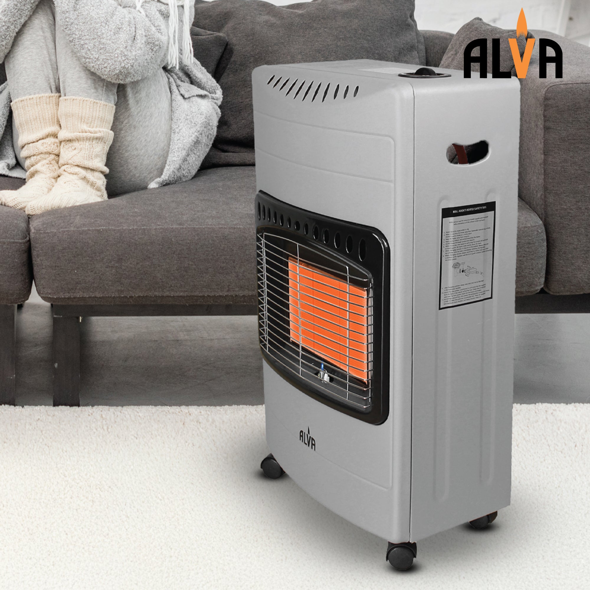 3 Panel Luxurious Infrared Radiant Indoor Gas Heater Grey