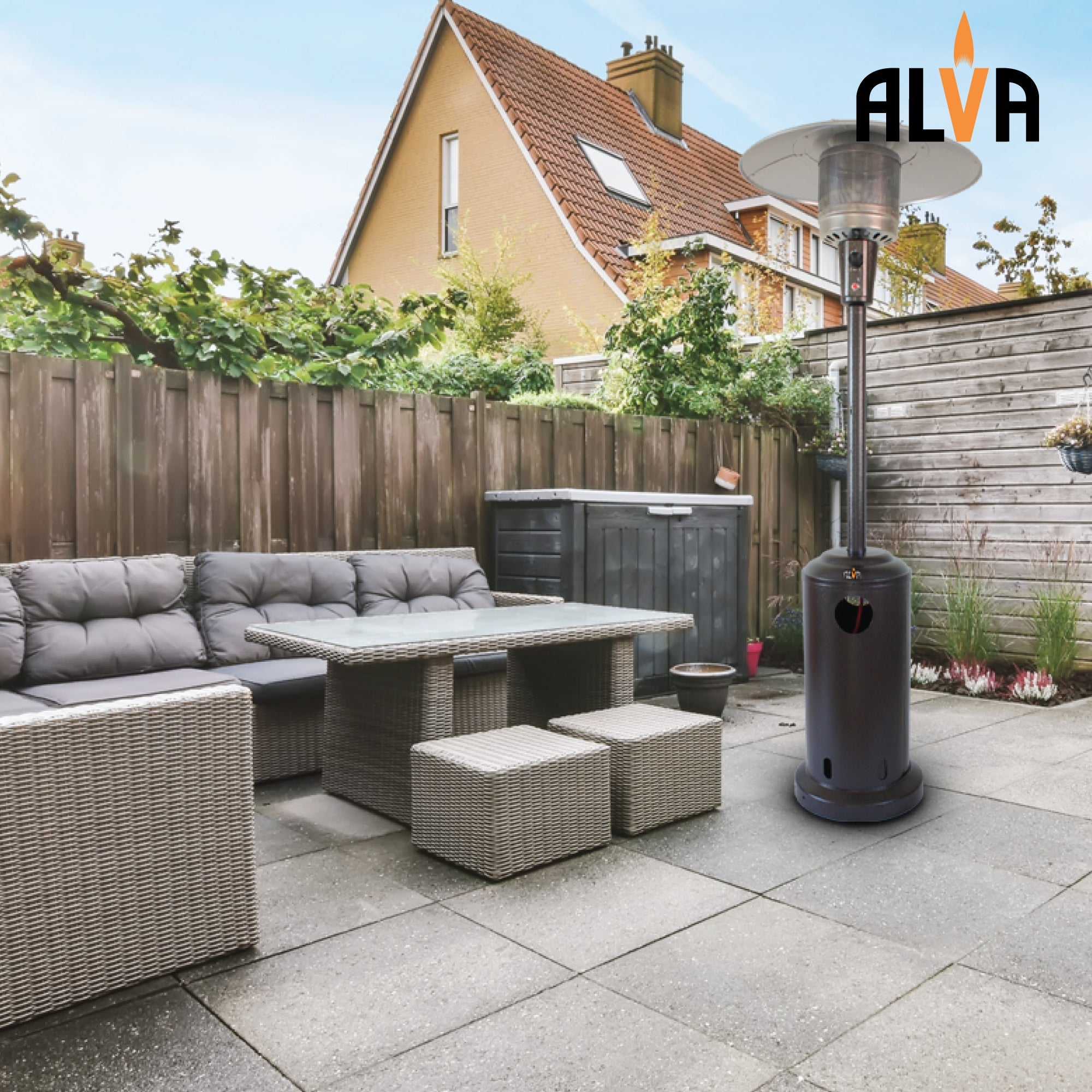 Gas Patio Heater Bronze Hammertone Cabinet