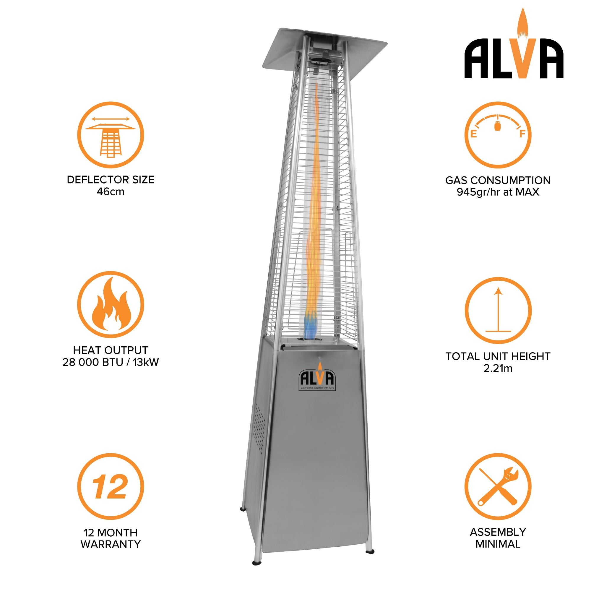 Gas Patio Heater Designer Quartz Glass Style