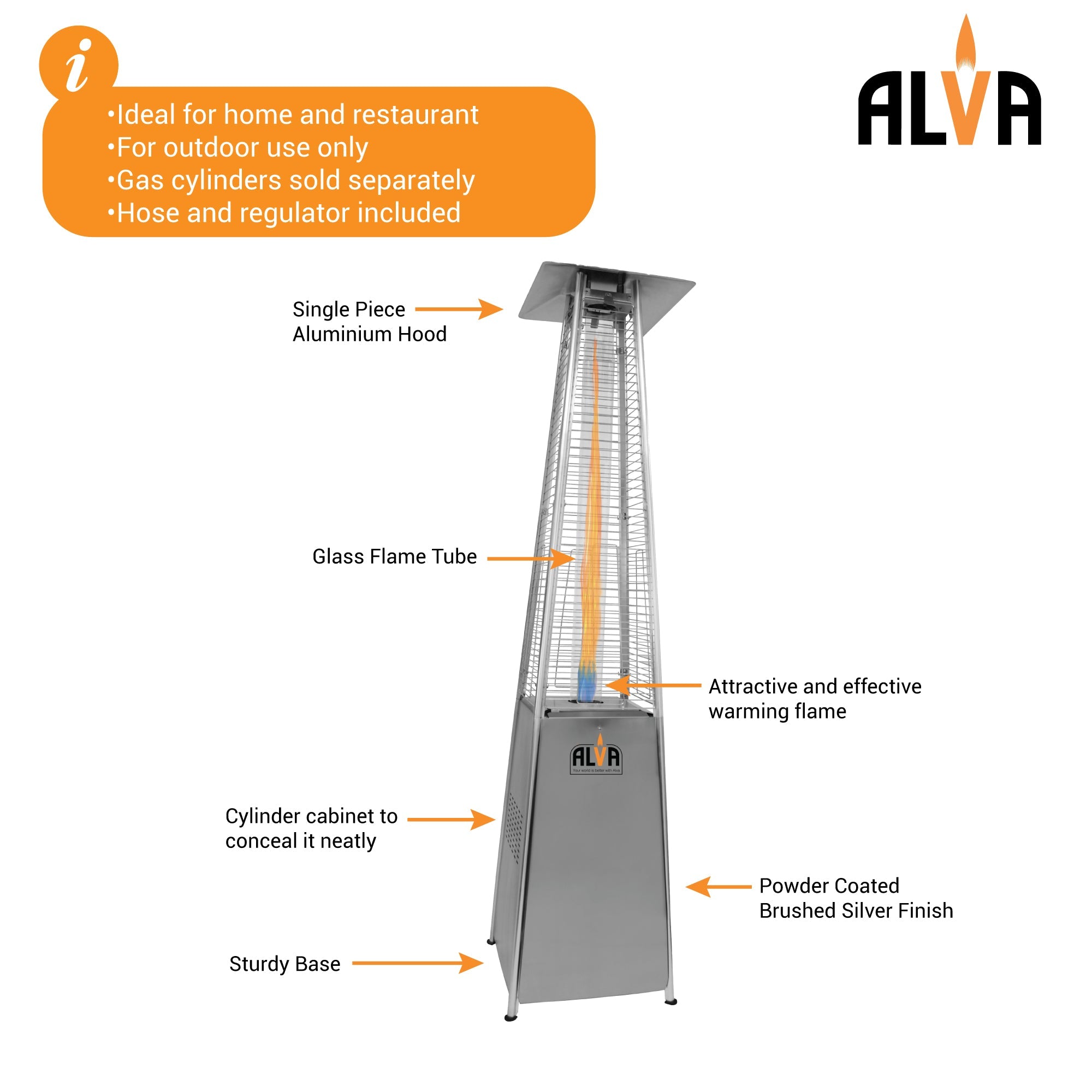 Gas Patio Heater Designer Quartz Glass Style