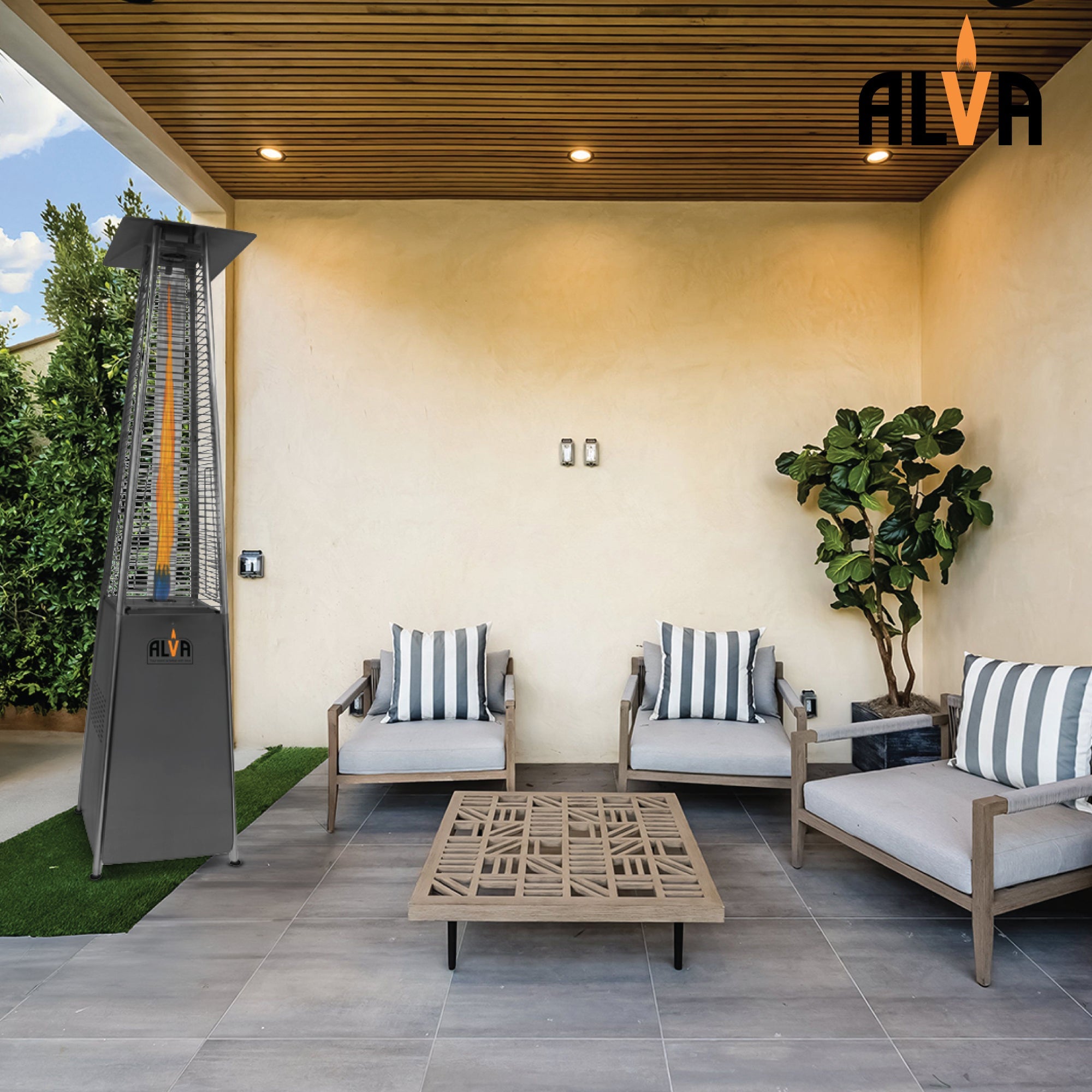 Gas Patio Heater Designer Quartz Glass Style