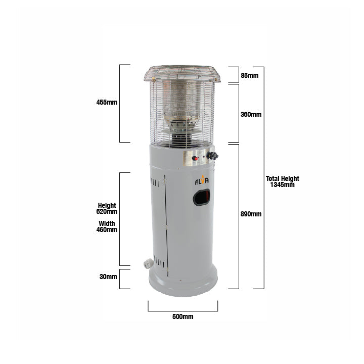 Short Stand Gas Patio Heater 1.35m Light Cement Grey