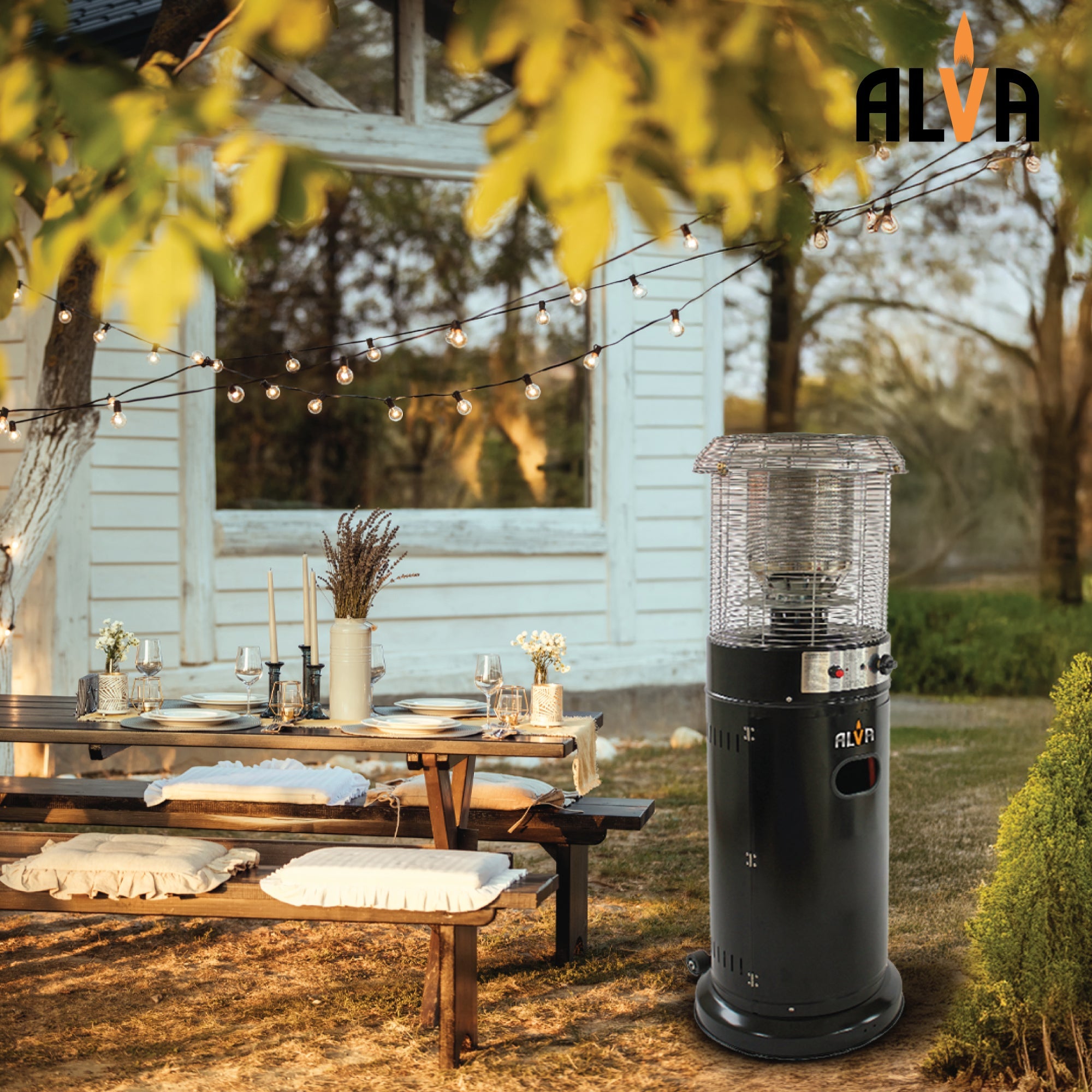 Short Stand Gas Patio Heater 1.35m Black