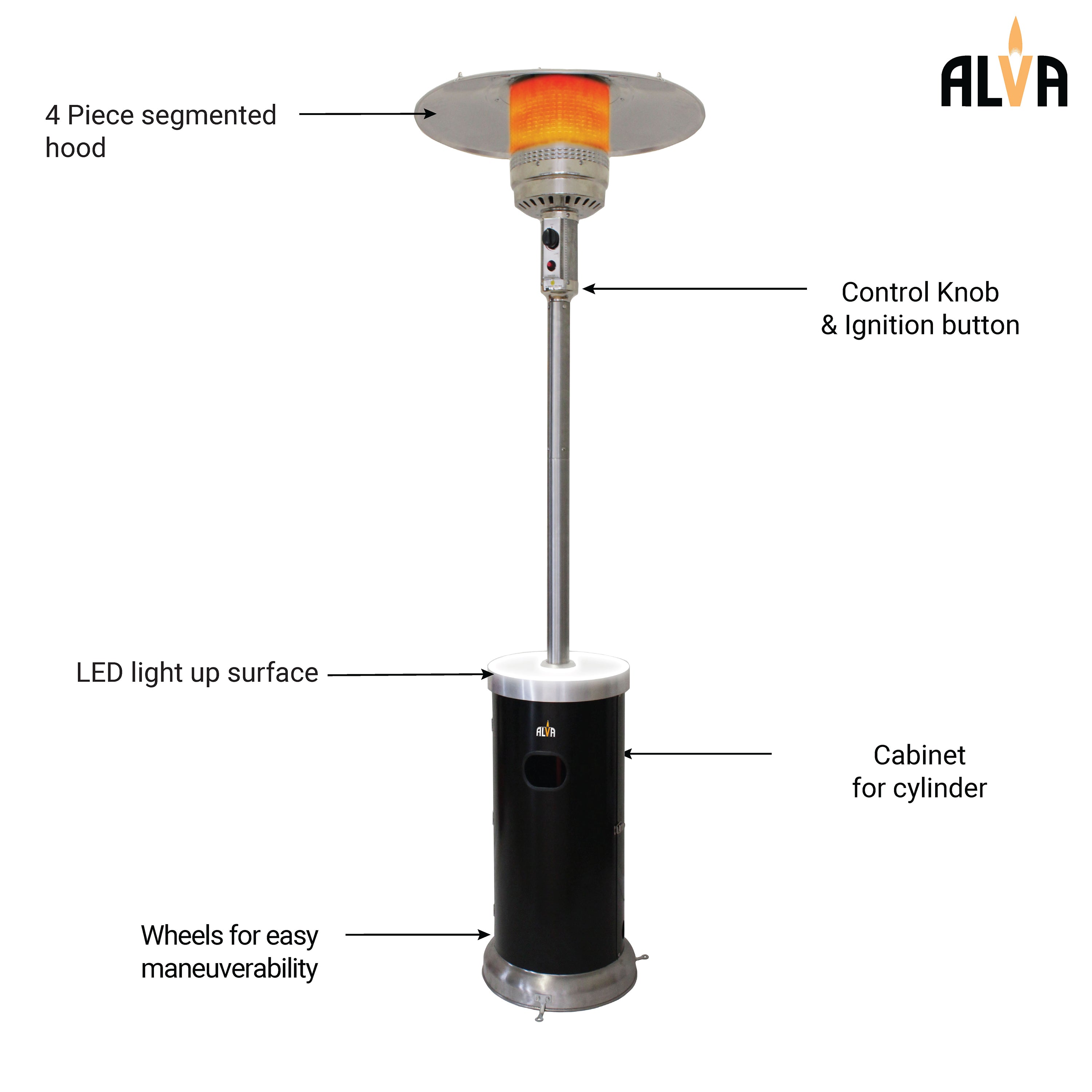 Gas Patio Heater Led Light Up Table