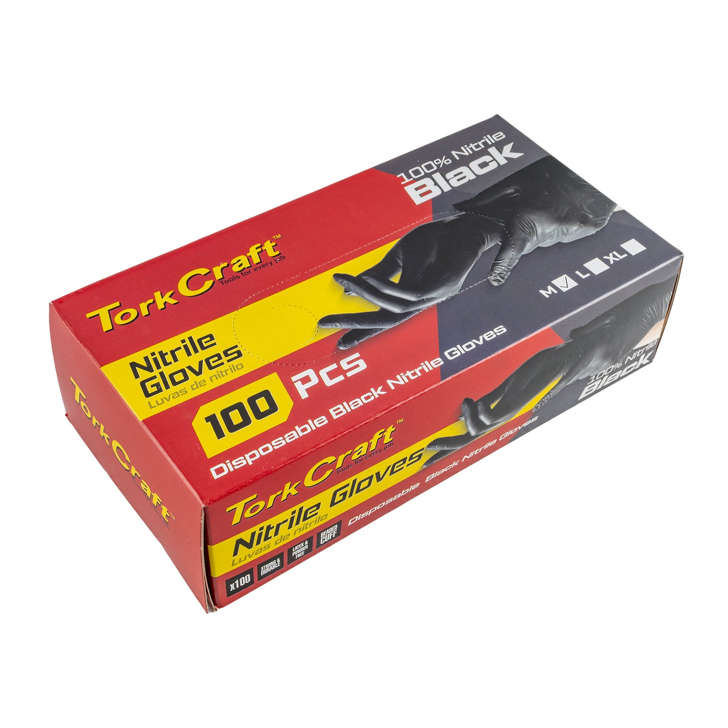 Tork Craft Nitrile Glove L/Duty Medium Black 100 Pc T/Box