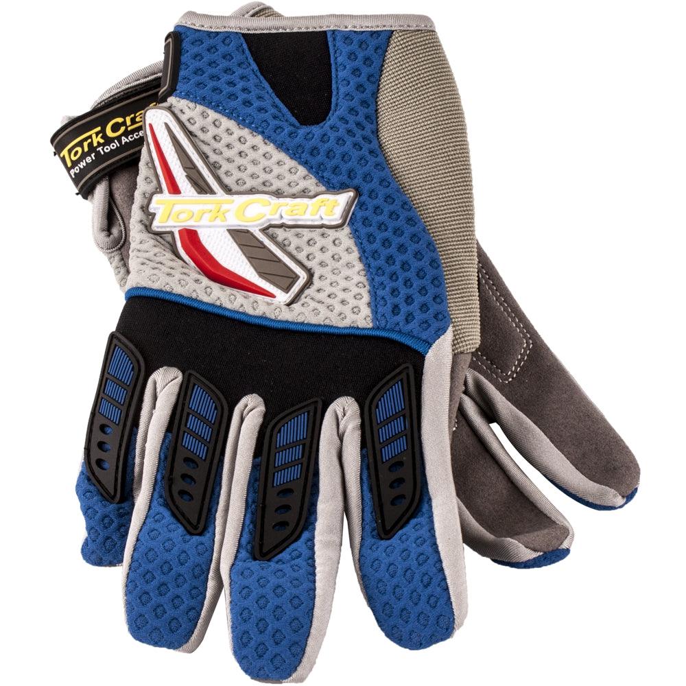 Mechanics Glove Large Synthetic Leather Palm Air Mesh Back Blue - Livestainable.co.za