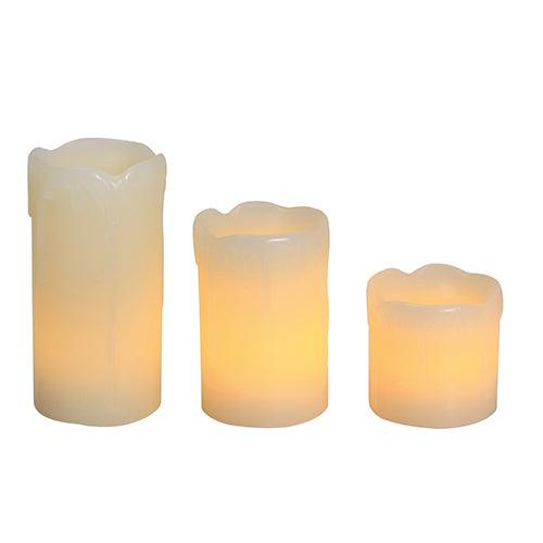 Led Flameless Candle Set Dripping 3 Pc - Livestainable.co.za