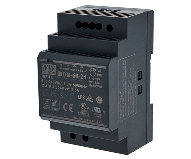 Power Supply D/R Slim I=220 Vac O=15 Vdc 4 A Hdr 60 15