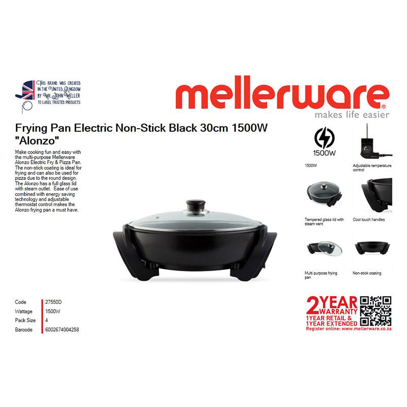 Mellerware Frying Pan Elec 30 Cm Alonzo 1500 W Round