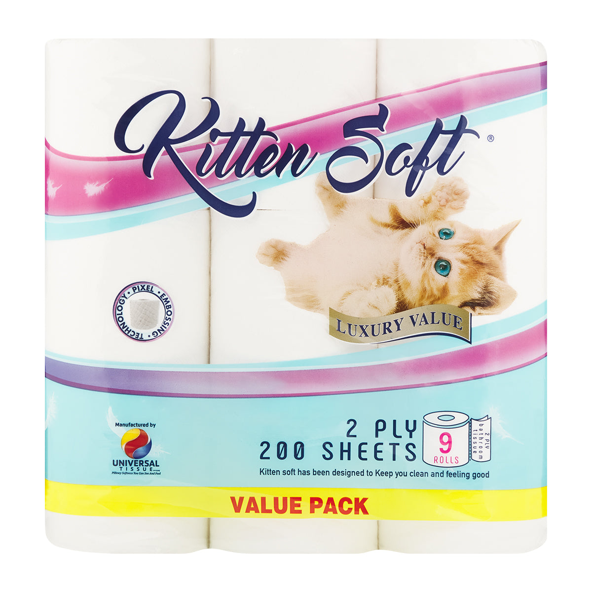 Kitten Soft Toilet Paper 2 Ply Virgin 200 S 9 Pack