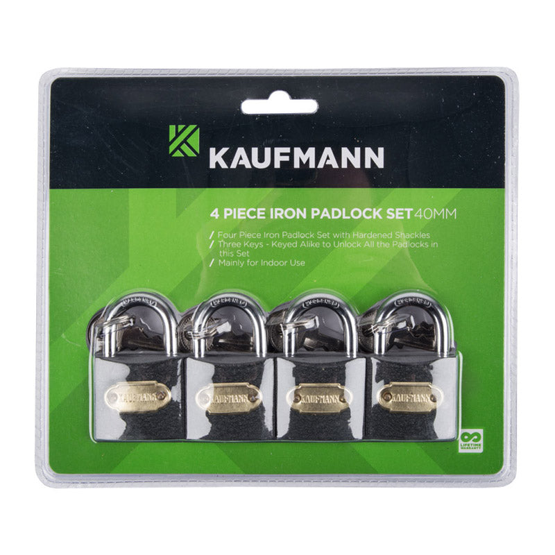Kaufmann Padlock Steel Set 4 Pc 30 Mm