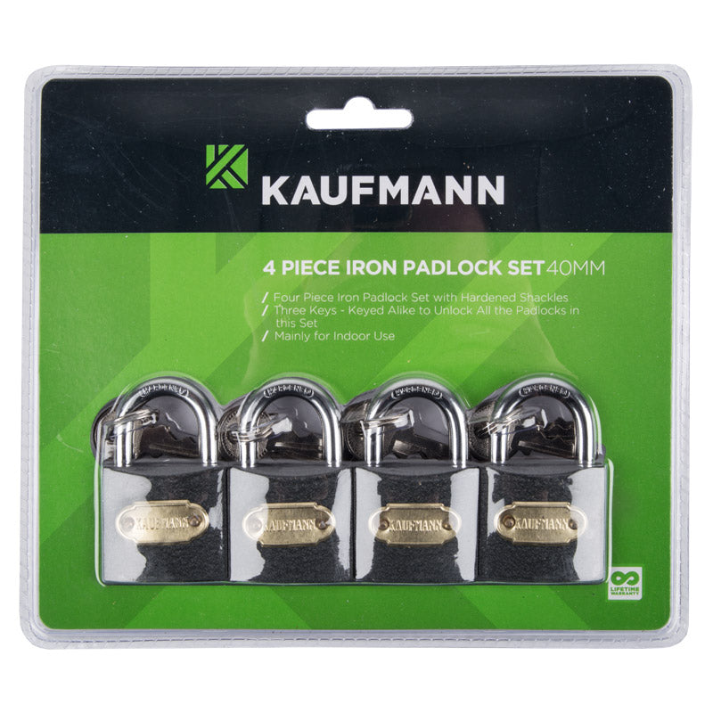 Kaufmann Padlock Steel Set 4 Pc 40 Mm
