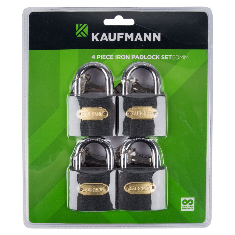 Kaufmann Padlock Steel Set 4 Pc 50 Mm