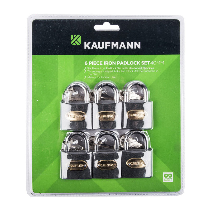 Kaufmann Padlock Steel Set 6 Pc 30 Mm