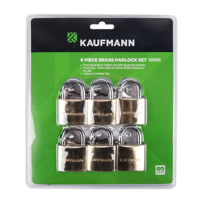 Kaufmann Padlock Brass Set 6 Pc 30 Mm