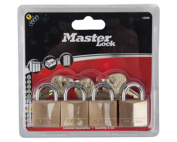 Mackie Master Pad Lock Brass 4 Pk 40 Mm Keyd Alike