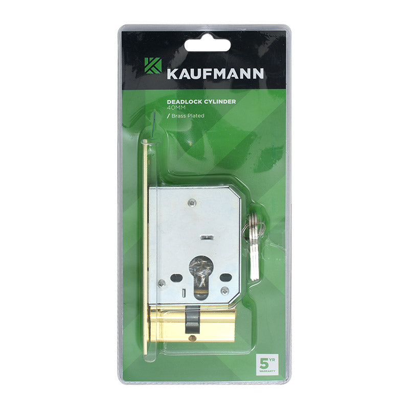 Kaufmann Deadlock & Cylinder 40 Mm Brass Plated